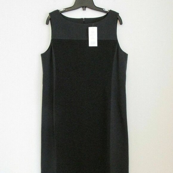 NWT EILEEN FISHER Charcoal Stretch Color Block Scoop Neck Sleeveless Dress 12 14 - Picture 6 of 7